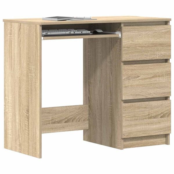 vidaXL Bureau 90x45x76 cm bewerkt hout sonoma eikenkleurig