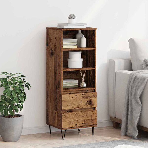 vidaXL Highboard met lade Oud Hout 40 x 36 x 110 cm Bewerkt hout
