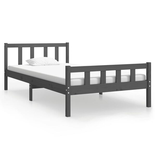 vidaXL Bedframe massief hout grijs 100x200 cm