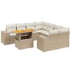 vidaXL 9-delige Loungeset met kussens poly rattan beige
