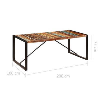 vidaXL Eettafel 200x100x75 cm massief gerecycled hout