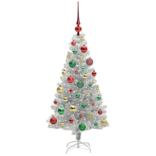 vidaXL Kerstboom met 150 LED met standaard Zilver 120 cm PET