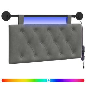 vidaXL Hangend hoofdbord Met LED-verlichting Donkergrijs Fluweel