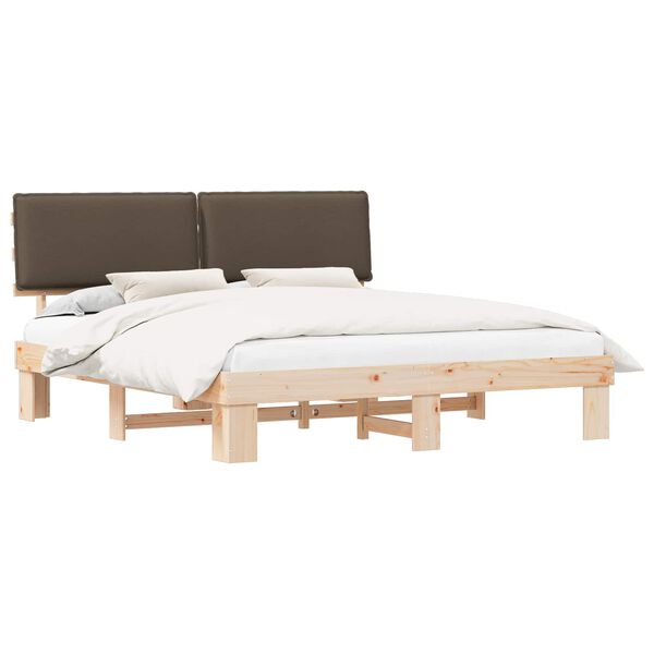 vidaXL Bedframe met Gevoerd Hoofdgedeelte Taupe 200 x 200 cm