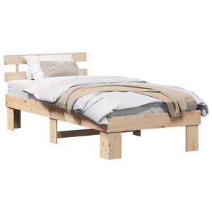 vidaXL Bedframe met hoofdeinde Naturel 90 x 200 cm Massief grenenhout