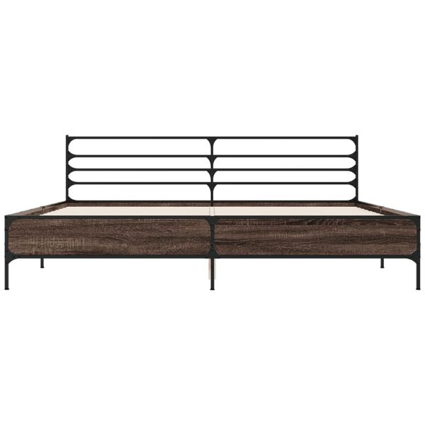 vidaXL Bedframe bewerkt hout metaal bruin eikenkleur 200x200 cm