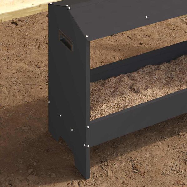 vidaXL Kippen voederbak Zwart 81 x 32 x 53,5 cm Koudgewalst Staal