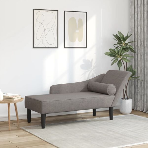 vidaXL Chaise longue met kussens stof taupe