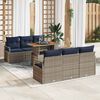 vidaXL Tuin Sofa Set met kussen 7 pcs grijs en marineblauw