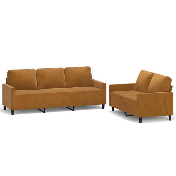 vidaXL 2-delige Loungeset met kussens fluweel bruin