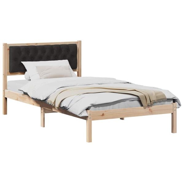 vidaXL Bedframe met hoofdeinde Zwart 100 x 200 cm Massief grenenhout