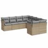 vidaXL 8-delige Loungeset met kussens poly rattan beige
