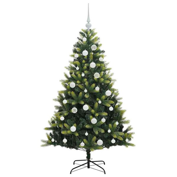 vidaXL Kunstkerstboom met scharnier 150 LEDs Groen 150 cm PVC en PE