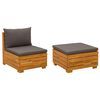 vidaXL Tuin loungeset met kussen 2 Stuk Bruin Massief Acaciahout