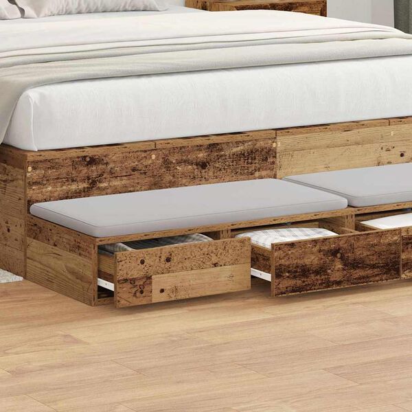 vidaXL Bedlades met lade Oudhout 135 x 36,5 x 16,5 cm Bewerkt hout