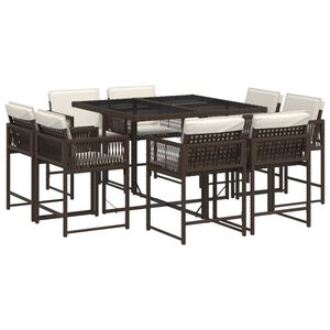 vidaXL 9-delige Tuinset met kussens poly rattan bruin
