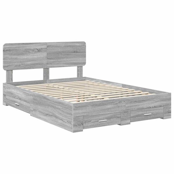 vidaXL Bedframe met hoofdeinde Grijs Sonoma 160 x 200 cm Bewerkt hout