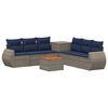 vidaXL Bankstel 8 st Grijs en Marineblauw Poly Rattan en Staal
