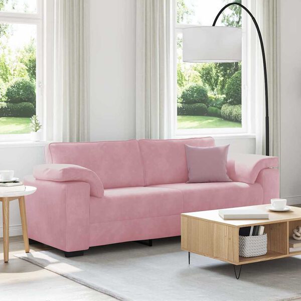 vidaXL 3-zitsbank roze 220x77x82 cm fluweel