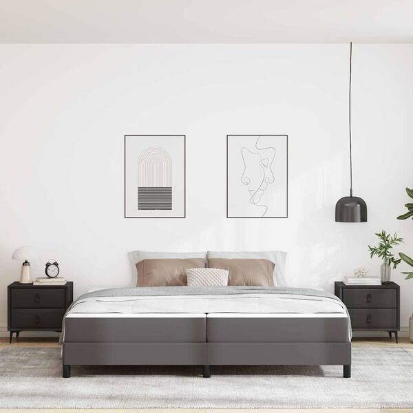 vidaXL Bedframe met matras Grijs 200 x 200 cm Stof