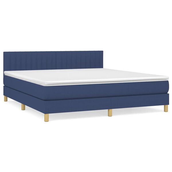 vidaXL Boxspring met matras stof blauw 180x200 cm