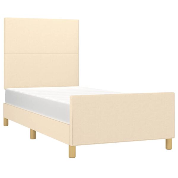 vidaXL Bedframe zonder matras 100x200 cm stof cr&egrave;mekleurig
