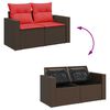 vidaXL 7-delige Loungeset met kussens poly rattan acacia bruin