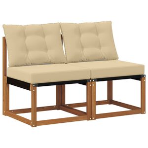 vidaXL 2 st Buitenzitmiddelsofa Massief acaciahout en Textilene Stof