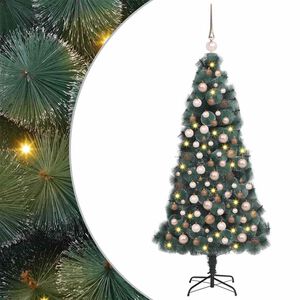 vidaXL Kunstmatige Vorstverlichte Kerstboom met Bal Set Groen 120 cm
