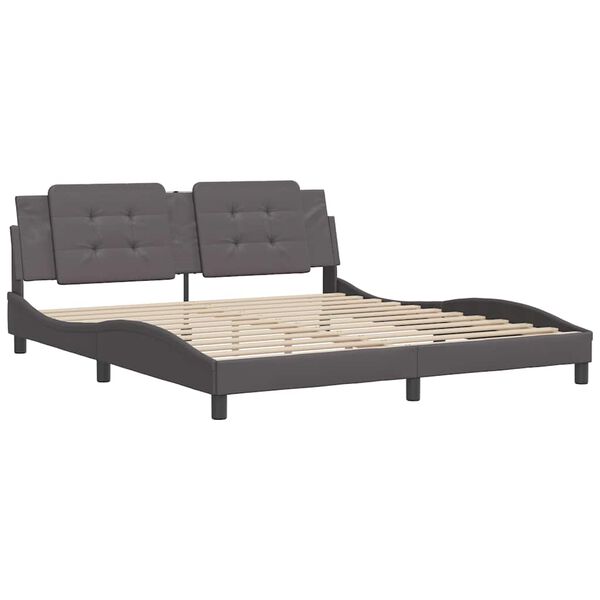 vidaXL Bedframe zonder matras "Zadar" kunstleer grijs 180x200 cm