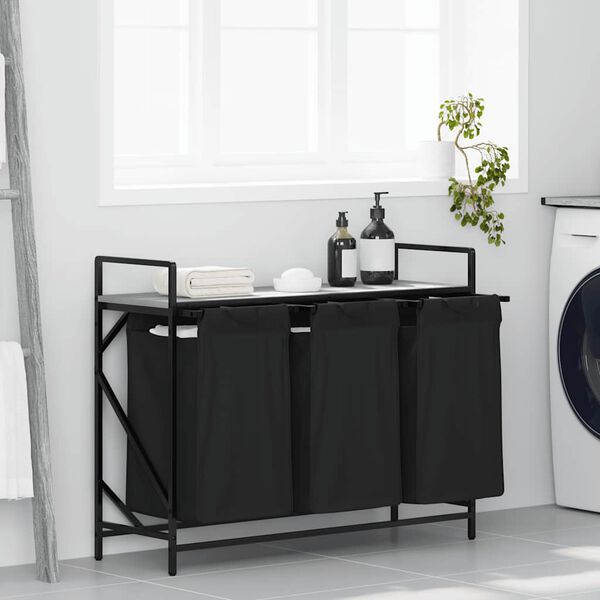 vidaXL Wasmand 3 vakken met plank grijs sonoma eiken