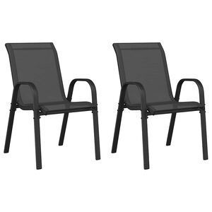 vidaXL Tuinstoelen stapelbaar 2 st textileen stof zwart