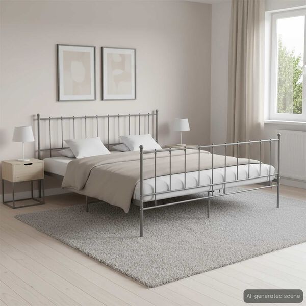 vidaXL Bedframe metaal grijs 200x200 cm