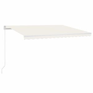 vidaXL Luifel handmatig uittrekbaar met LED 400x300 cm cr&egrave;mekleurig