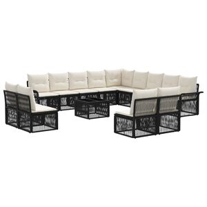 vidaXL Tuinbankenset 14 st Zwart poly rattan
