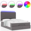 vidaXL Ottoman bed met matras en LED's 140x200cm kunstleer grijs