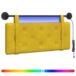 vidaXL Hangend hoofdbord Met LED-verlichting Geel Fluweel