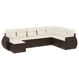 vidaXL 8-delige Loungeset met kussens poly rattan bruin