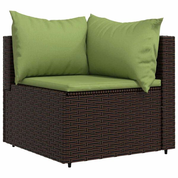 vidaXL 3-delige Loungeset met kussens poly rattan bruin