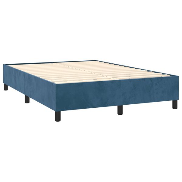 vidaXL Boxspring bed 140x200 cm fluweel donkerblauw