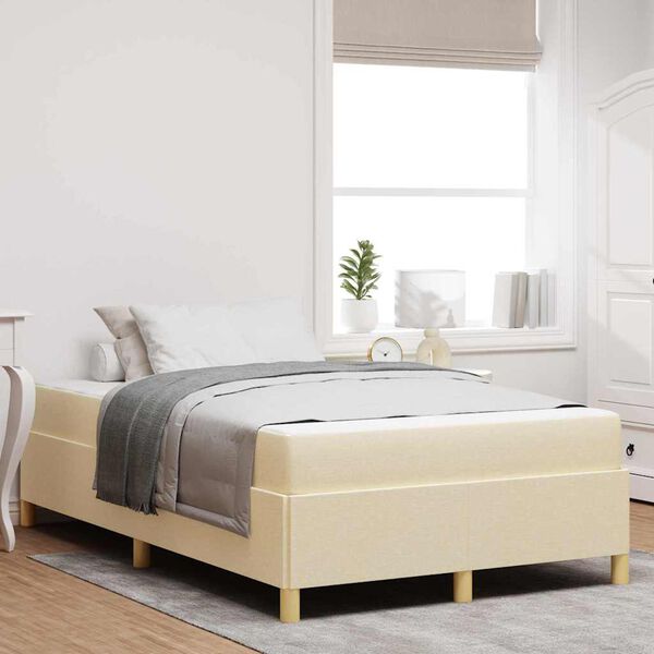 vidaXL Boxspring bed met matras Wit en Cr&egrave;me 120 x 190 cm Polyester