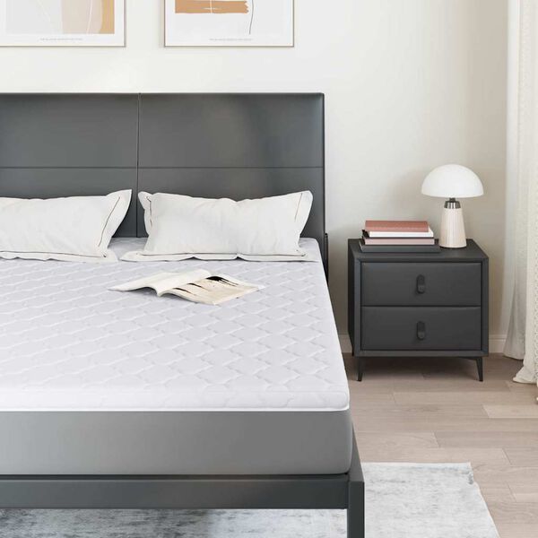 vidaXL Kokos Topper Wit 160 x 200 cm Jacquard stof