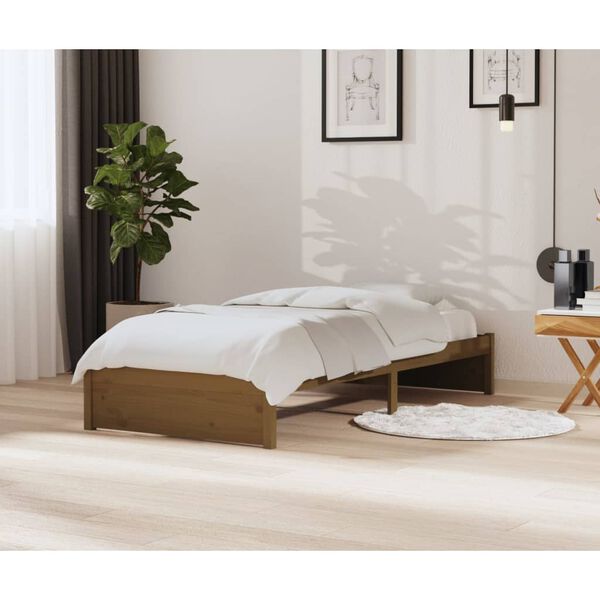 vidaXL Bedframe massief hout honingbruin 90x200 cm