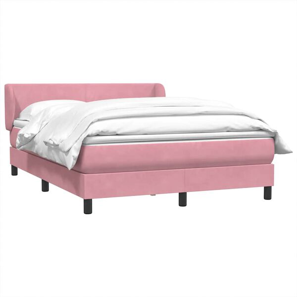 vidaXL Boxspring met matras fluweel roze 160x210 cm