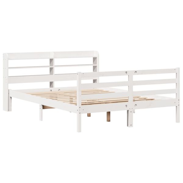 vidaXL Bedframe met hoofdbord massief grenenhout wit 120x190 cm