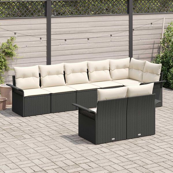 vidaXL Tuin Sofa Set met opslag 8 pcs Zwart poly rattan