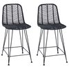 vidaXL Barkruk 2 st Zwart 44,5 x 54,5 x 97,5 cm Riet en IJzer