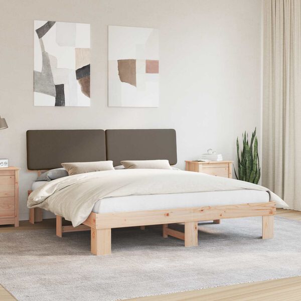 vidaXL Bedframe met Gevoerd Hoofdgedeelte Taupe 180 x 200 cm
