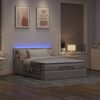 vidaXL Bed poef met matras en LED's 140x190 cm stof taupe