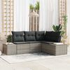vidaXL Tuin Sofa Set 4 pcs Lichtgrijs poly rattan